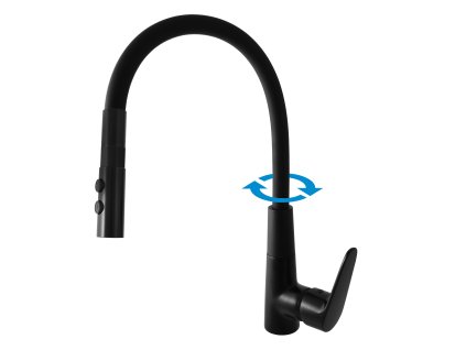 AMUR - Dřezová baterie s flexibilním ramínkem, Černá - matná AM719.0/12CMAT, RAV Slezák (Barva Černá - matná, Rozměr 1/2")