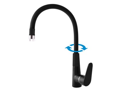 AMUR - Dřezová baterie s flexibilním ramínkem, černá matná/Chrom AM719.0/11CMATC, RAV Slezák (Barva černá matná/chrom, Rozměr 1/2")