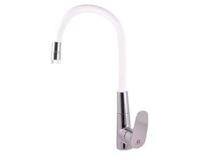 AMUR - Dřezová baterie s flexibilním ramínkem, Chrom/Bílá AM719.0/11B, RAV Slezák (Barva chrom/bílá, Rozměr 1/2")