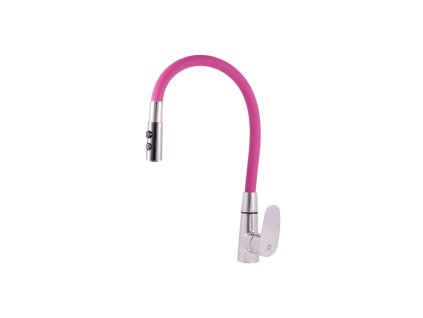 AMUR - Dřezová baterie s flexibilním ramínkem, Chrom/Růžová AM719.0/12R, RAV Slezák (Barva chrom/růžová, Rozměr 1/2")