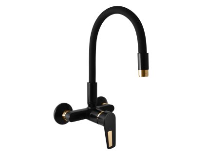 COLORADO - Dřezová baterie s flexibilním ramínkem, Černá matná/Zlatá CO302.5/10CMATZ, RAV Slezák (Barva Černá matná/Zlatá, Rozměr 100 mm)