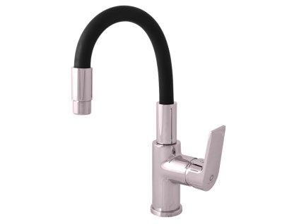 COLORADO - Umyvadlová baterie s flexibilním ramínkem bez výpusti, Chrom/Černá CO119.0/15, RAV Slezák (Barva chrom/černá, Rozměr 1/2")