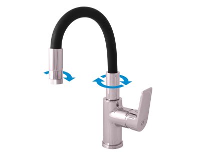 COLORADO - Umyvadlová baterie s flexibilním ramínkem bez výpusti, Chrom/Černá CO119.0/16, RAV Slezák (Barva chrom/černá, Rozměr 1/2")