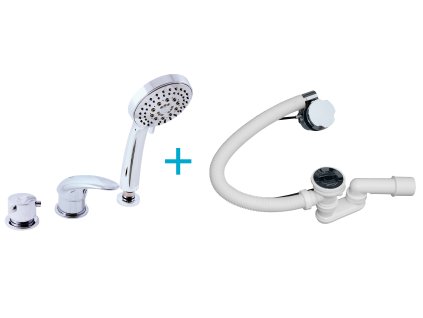 DUNAJ - Vanová baterie 3-otvorová, naplnění přes přepad, Chrom D464.0/NP2/570, RAV Slezák (Barva Chrom, Rozměr 1/2")