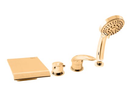 DUNAJ - Vanová baterie 4-otvorová, vodopád, Zlatá - lesklá D473.0PZ, RAV Slezák (Barva ZLATÁ - lesklá, Rozměr 1/2")