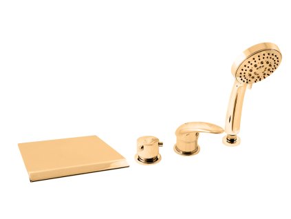 DUNAJ - Vanová baterie 4-otvorová, vodopád, Zlatá - lesklá D474.0PZ, RAV Slezák (Barva ZLATÁ - lesklá, Rozměr 1/2")