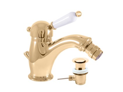 LABE - Bidetová baterie s výpustí, Zlatá - lesklá L545.0KZ, RAV Slezák (Barva ZLATÁ - lesklá, Rozměr 1/2")