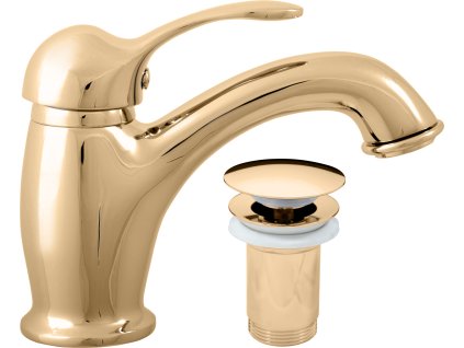 LABE - Umyvadlová baterie s výpustí, Zlatá - lesklá L027.0KZ, RAV Slezák (Barva ZLATÁ - lesklá, Rozměr 1/2")