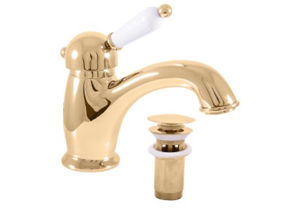 LABE - Umyvadlová baterie s výpustí, Zlatá - lesklá L527.0KZ, RAV Slezák (Barva ZLATÁ - lesklá, Rozměr 1/2")