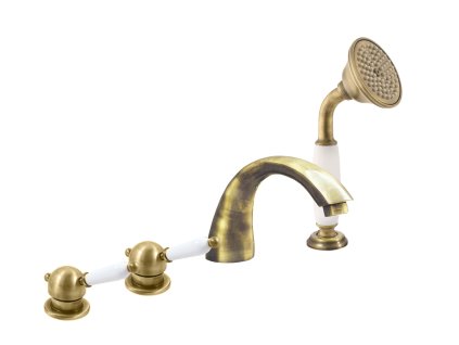 LABE - Vanová baterie 4-otvorová, Stará mosaz (Bronz) L569.0PSM, RAV Slezák (Barva Stará mosaz (Bronz), Rozměr 1/2")