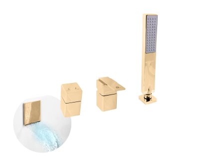 LOIRA - Vanová baterie 4-otvorová, vodopád, Zlatá - lesklá LR563.0PZ, RAV Slezák (Barva ZLATÁ - lesklá, Rozměr 1/2")