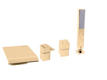 LOIRA - Vanová baterie 4-otvorová, vodopád, Zlatá - lesklá LR573.0PZ, RAV Slezák (Barva ZLATÁ - lesklá, Rozměr 1/2")