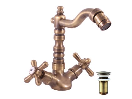 MORAVA RETRO - Bidetová baterie s výpustí, Stará mosaz (Bronz) MK121.0/9SM, RAV Slezák (Barva Stará mosaz (Bronz), Rozměr 1/2")