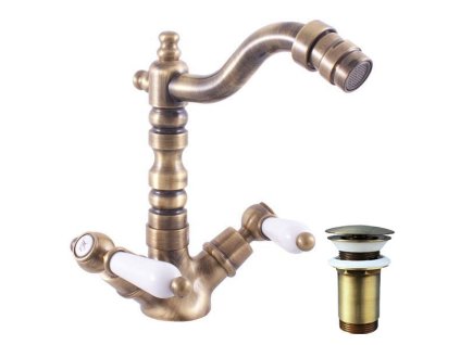 MORAVA RETRO - Bidetová baterie s výpustí, Stará mosaz (Bronz) MK521.0/9SM, RAV Slezák (Barva Stará mosaz (Bronz), Rozměr 1/2")
