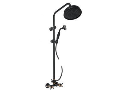 MORAVA RETRO - Sprchový systém s vodovodní baterií, Černá matná/Stará mosaz (Bronz) MK181.5/7CMATSM, RAV Slezák (Barva Černá matná/Stará mosaz (Bronz), Rozměr 1/2")