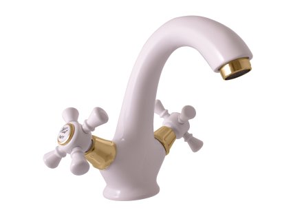 MORAVA RETRO - Umyvadlová baterie bez výpusti, Bílá / Zlatá MK328.0BZ, RAV Slezák (Barva Bílá / Zlatá, Rozměr 1/2")