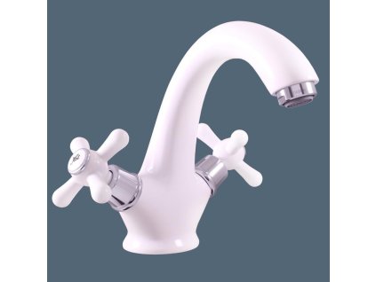 MORAVA RETRO - Umyvadlová baterie bez výpusti, Bílá/Chrom MK128.0BC, RAV Slezák (Barva bílá/chrom, Rozměr 1/2")