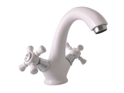 MORAVA RETRO - Umyvadlová baterie bez výpusti, Bílá/Chrom MK328.0BC, RAV Slezák (Barva bílá/chrom, Rozměr 1/2")