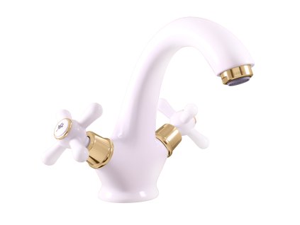 MORAVA RETRO - Umyvadlová baterie bez výpusti, Bílá/Zlatá - lesklá MK128.0BZ, RAV Slezák (Barva Bílá/Zlatá -  lesklá, Rozměr 1/2")