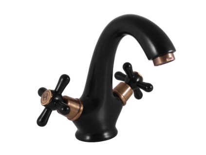 MORAVA RETRO - Umyvadlová baterie bez výpusti, Černá matná/Stará mosaz (Bronz) MK128.0CMATSM, RAV Slezák (Barva Černá matná/Stará mosaz (Bronz), Rozměr 1/2")
