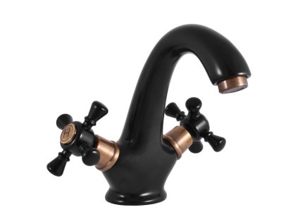 MORAVA RETRO - Umyvadlová baterie bez výpusti, Černá matná/Stará mosaz (Bronz) MK328.0CMATSM, RAV Slezák (Barva Černá matná/Stará mosaz (Bronz), Rozměr 1/2")