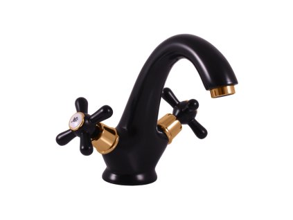 MORAVA RETRO - Umyvadlová baterie bez výpusti, Černá matná/Zlatá MK128.0CMATZ, RAV Slezák (Barva Černá matná/Zlatá, Rozměr 1/2")