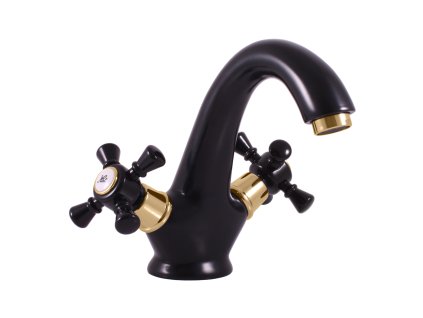 MORAVA RETRO - Umyvadlová baterie bez výpusti, Černá matná/Zlatá MK328.0CMATZ, RAV Slezák (Barva Černá matná/Zlatá, Rozměr 1/2")