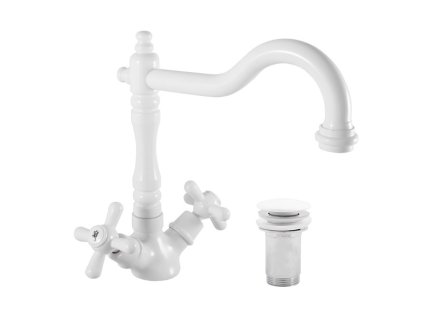 MORAVA RETRO - Umyvadlová baterie s výpustí, Bílá - lesklá MK121.0/8B, RAV Slezák (Barva Bílá - lesklá, Rozměr 1/2")