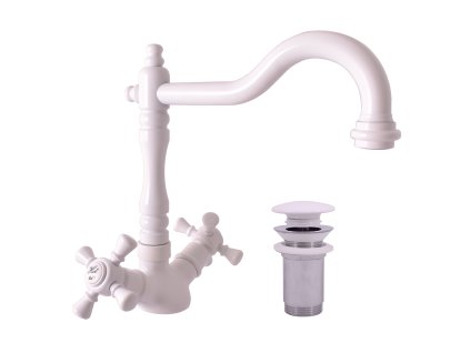 MORAVA RETRO - Umyvadlová baterie s výpustí, Bílá - lesklá MK321.0/8B, RAV Slezák (Barva Bílá - lesklá, Rozměr 1/2")