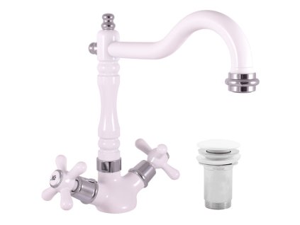 MORAVA RETRO - Umyvadlová baterie s výpustí, Bílá/Chrom MK121.0/8BC, RAV Slezák (Barva bílá/chrom, Rozměr 1/2")