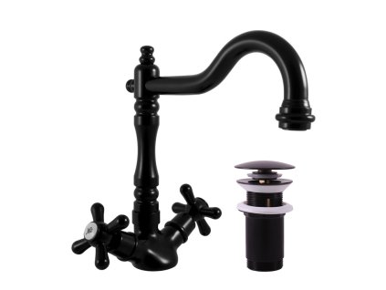 MORAVA RETRO - Umyvadlová baterie s výpustí, Černá - matná MK121.0/8CMAT, RAV Slezák (Barva Černá - matná, Rozměr 1/2")