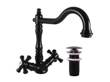 MORAVA RETRO - Umyvadlová baterie s výpustí, Černá - matná MK321.0/8CMAT, RAV Slezák (Barva Černá - matná, Rozměr 1/2")