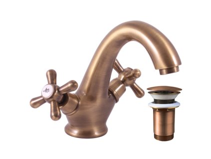 MORAVA RETRO - Umyvadlová baterie s výpustí, Stará mosaz (Bronz) MK129.0SM, RAV Slezák (Barva Stará mosaz (Bronz), Rozměr 1/2")