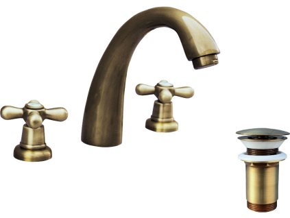 MORAVA RETRO - Umyvadlová baterie s výpustí, Stará mosaz (Bronz) MK133.0SM, RAV Slezák (Barva Stará mosaz (Bronz), Rozměr 1/2")