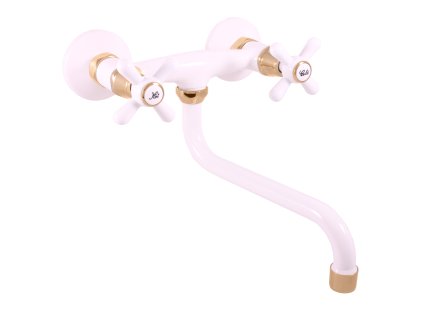 MORAVA RETRO - Umyvadlová/dřezová baterie, Bílá/Zlatá - lesklá MK101.5/21BZ, RAV Slezák (Barva Bílá/Zlatá -  lesklá, Rozměr 100 mm)