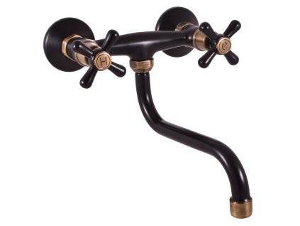 MORAVA RETRO - Umyvadlová/dřezová baterie, Černá matná/Stará mosaz (Bronz) MK101.5/21CMATSM, RAV Slezák (Barva Černá matná/Stará mosaz (Bronz), Rozměr 100 mm)