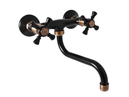 MORAVA RETRO - Umyvadlová/dřezová baterie, Černá matná/Stará mosaz (Bronz) MK301.5/21CMATSM, RAV Slezák (Barva Černá matná/Stará mosaz (Bronz), Rozměr 100 mm)