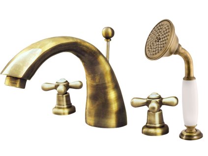 MORAVA RETRO - Vanová baterie 4-otvorová, Stará mosaz (Bronz) MK169.0SSM, RAV Slezák (Barva Stará mosaz (Bronz), Rozměr 1/2")