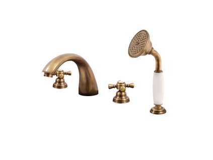 MORAVA RETRO - Vanová baterie 4-otvorová, Stará mosaz (Bronz) MK369.0SSM, RAV Slezák (Barva Stará mosaz (Bronz), Rozměr 1/2")