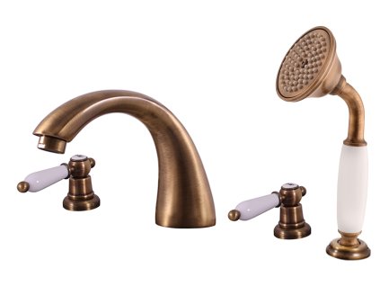 MORAVA RETRO - Vanová baterie 4-otvorová, Stará mosaz (Bronz) MK569.0SSM, RAV Slezák (Barva Stará mosaz (Bronz), Rozměr 1/2")