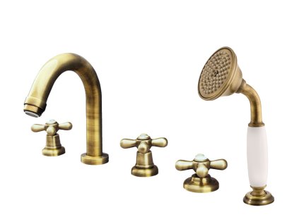 MORAVA RETRO - Vanová baterie 5-otvorová, Stará mosaz (Bronz) MK162.0PSM, RAV Slezák (Barva Stará mosaz (Bronz), Rozměr 1/2")