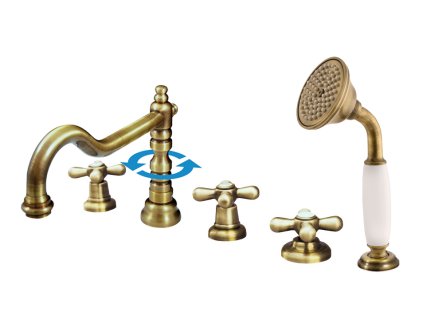 MORAVA RETRO - Vanová baterie 5-otvorová, Stará mosaz (Bronz) MK164.0PSM, RAV Slezák (Barva Stará mosaz (Bronz), Rozměr 1/2")