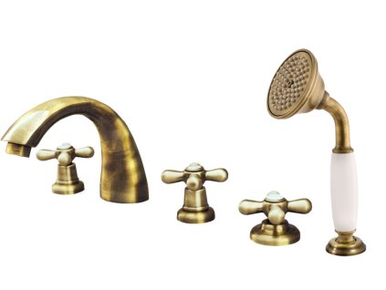 MORAVA RETRO - Vanová baterie 5-otvorová, Stará mosaz (Bronz) MK169.0PSM, RAV Slezák (Barva Stará mosaz (Bronz), Rozměr 1/2")