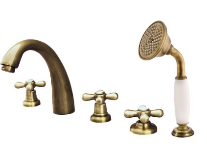 MORAVA RETRO - Vanová baterie 5-otvorová, Stará mosaz (Bronz) MK176.0PSM, RAV Slezák (Barva Stará mosaz (Bronz), Rozměr 1/2")