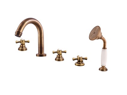 MORAVA RETRO - Vanová baterie 5-otvorová, Stará mosaz (Bronz) MK362.0PSM, RAV Slezák (Barva Stará mosaz (Bronz), Rozměr 1/2")