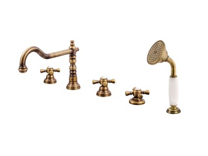 MORAVA RETRO - Vanová baterie 5-otvorová, Stará mosaz (Bronz) MK364.0PSM, RAV Slezák (Barva Stará mosaz (Bronz), Rozměr 1/2")