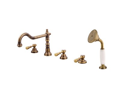 MORAVA RETRO - Vanová baterie 5-otvorová, Stará mosaz (Bronz) MK464.0PSM, RAV Slezák (Barva Stará mosaz (Bronz), Rozměr 1/2")