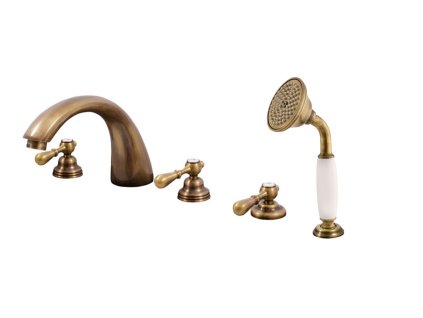 MORAVA RETRO - Vanová baterie 5-otvorová, Stará mosaz (Bronz) MK469.0PSM, RAV Slezák (Barva Stará mosaz (Bronz), Rozměr 1/2")