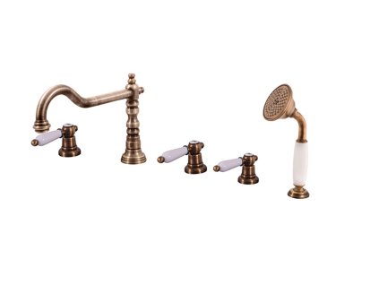 MORAVA RETRO - Vanová baterie 5-otvorová, Stará mosaz (Bronz) MK564.0PSM, RAV Slezák (Barva Stará mosaz (Bronz), Rozměr 1/2")