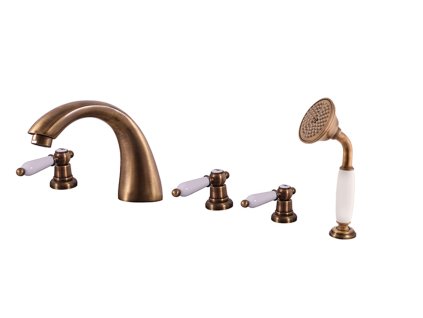 MORAVA RETRO - Vanová baterie 5-otvorová, Stará mosaz (Bronz) MK569.0PSM, RAV Slezák (Barva Stará mosaz (Bronz), Rozměr 1/2")